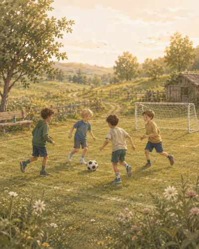 Kinder beim Fußballtraining auf dem Teamplatz des SV Kastanienfeld